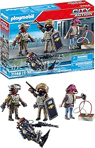 Playmobil 71146 Special Forces Team with Bandit - City Action -with Three Special Forces Members and One Criminal, Shield, Intervention Helmets, Pistols - From 5 Years - Image 1