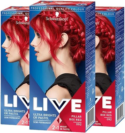 Schwarzkopf 3 x Schwarzkopf Live Ultra Brights or Pastel – Pillar Box Red 92 Schwarzkopf - Image 1