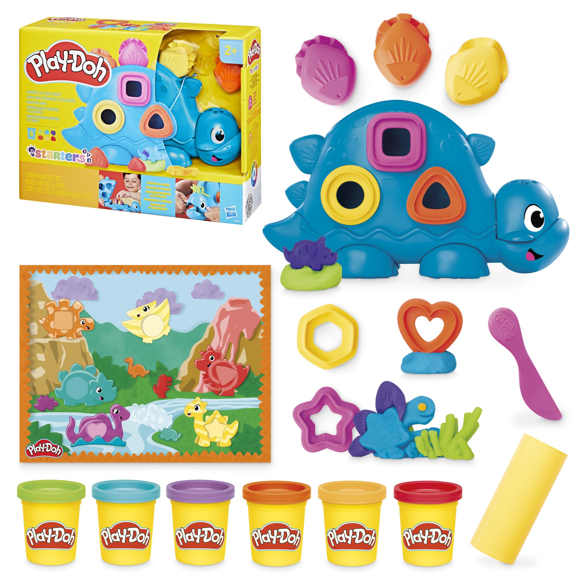 Play-Doh Starters Dino Shapes and Colours, Modelling Clay, Manual Activity, From 3 Years Old - Image 1