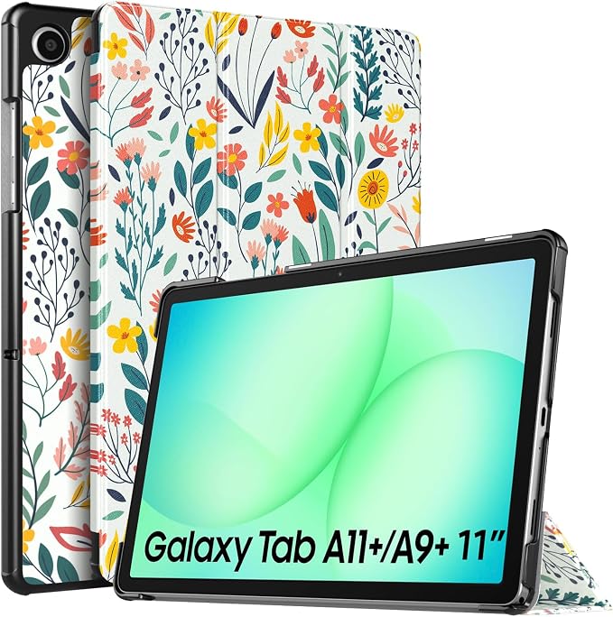 TiMOVO Case for Samsung Galaxy Tab A11+/A9+ 11 Inch (2025/2023), Slim Lightweight Hard Back Protective Back Cover with Stand Auto Wake/Sleep, Flower - Image 1