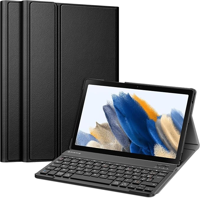 FINTIE Keyboard for Samsung Galaxy Tab A8 10.5 Inch 2022/2021 - AZERTY Bluetooth Wireless Keyboard Hard Cover and Slim Multi-Position Case, Black - Image 1
