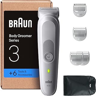 Braun Tondeuse Pour Le Corps, Body Groomer Series 3, + 6 Outils De Rasage, Avec Protection SkinGuard, Autonomie De 80 Min, Douce Pour Les Zones Sensibles, Raser Et Tondre, Étanche, BG3575, Gris - Image 1