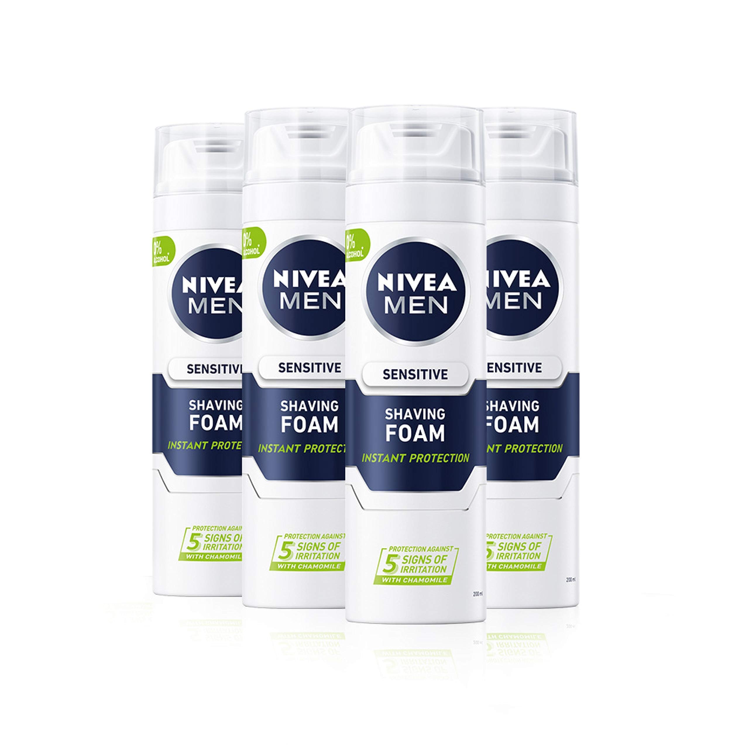 NIVEA Men Sensitive Shaving Foams for Sensitive Skin 200 ml (Pack of 4) - Image 1
