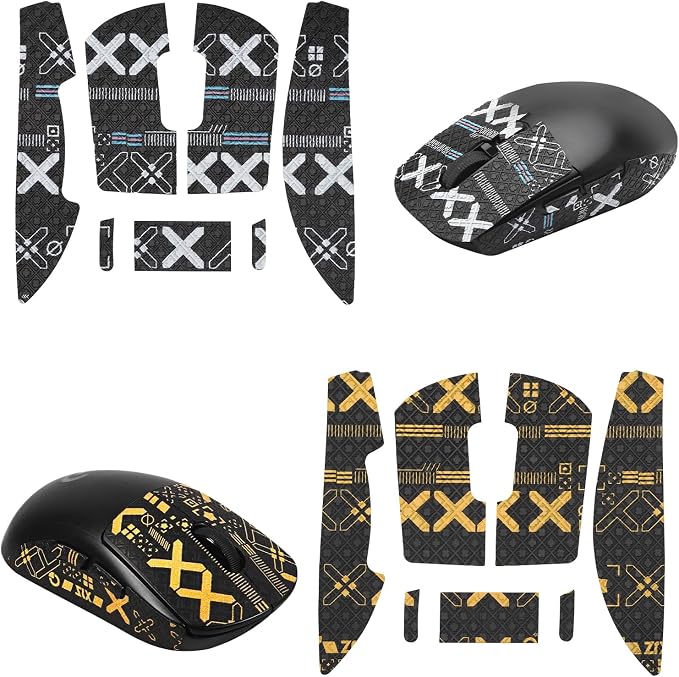 HENGBIRD Logitech G Pro X Superlight 2 Mouse Grip Tape - Ultra-Thin Anti-Sweat Sticker - 2 Sets Black & Black-Gold, Gaming Accessories for Logitech G Pro Superlight 1/2 - Image 1
