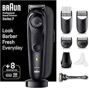 Braun Professional Beard Trimmer Series 7 BT7440, Electric Beard Trimmer, With ProBlade, Braun's Sharpest Blade, Professional Tools, Charging Base, Travel Case - Image 1
