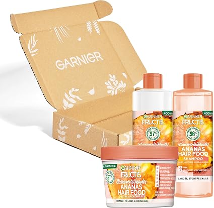 Garnier Fructis Shine Hair Care Kit for Long Dull Hair with Vitamin and Lipid Complex, Food Pineapple Shampoo (400ml), Conditioner (400ml), Conditioner - Image 1