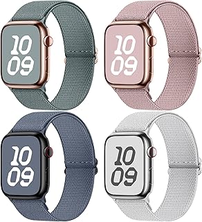 Fullmosa 4 Pack Bracelets en Nylon étanche Compatibles avec Apple Watch 49mm 46mm 44mm 45mm 42mm Bracelet iwatch Extensibles Femme Homme pour iWatch Ultra3/2/1 SE3/2/1 Series 11 10 9 8 7 6 5 4 3 2 1 - Image 1