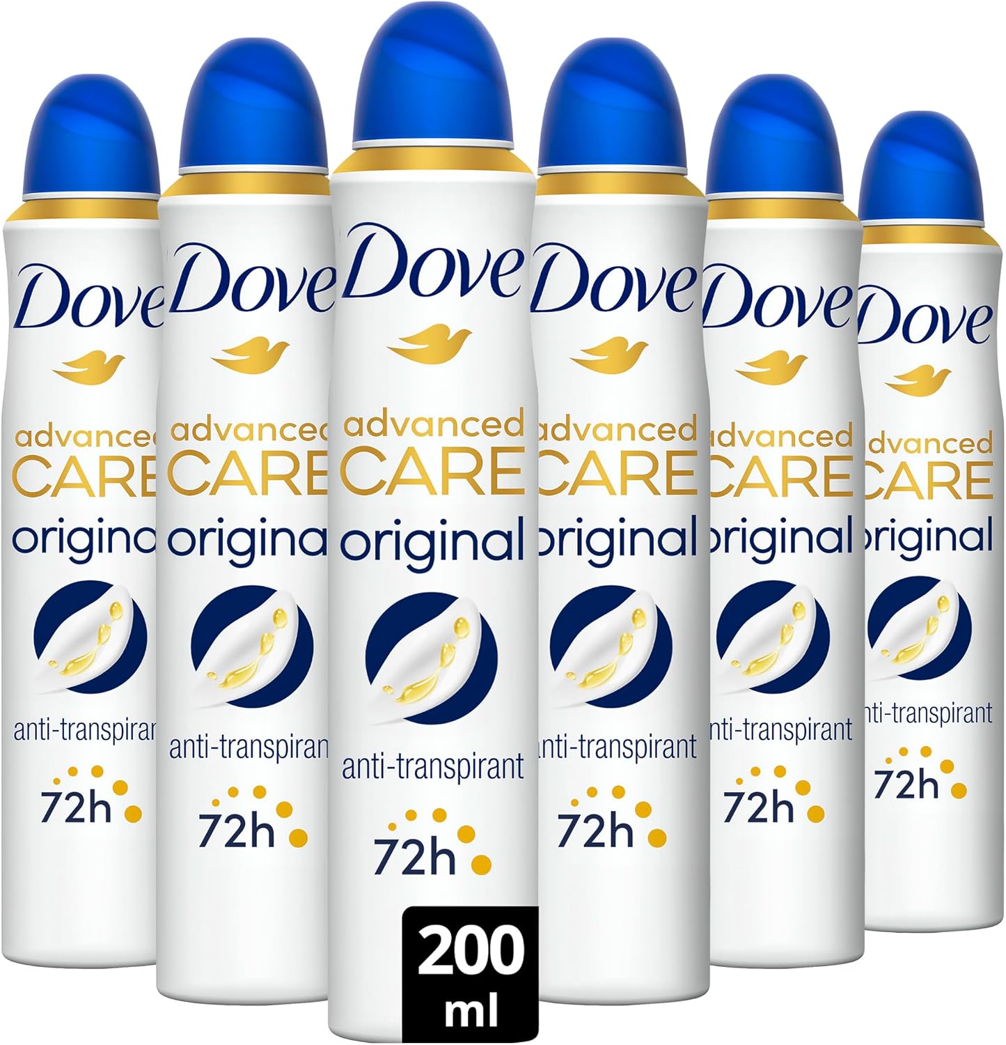 DOVE - Women's Original Advanced Care Deodorant - Antiperspirant Spray - takes care of the underarms daily - 72h protection (6x200ml) - Image 1