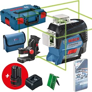 Bosch Professional 12V Laser System GLL lines 3-80 CG (2 x 12 V batteries, charger, green laser, with dedicated mobile app, bracket, range: up to 30 m, in one L-BOXX) – Amazon Exclusive - Image 1