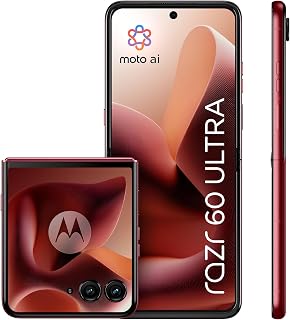Motorola razr 60 Ultra 16, 512 Go, Smartphone debloqué, écran 4", Appareil Photo 50 MP avec IA, Batterie 4700 mAh, Rio Red(Bordeaux), Coque de Protection et câble USB C Inclus - Image 1