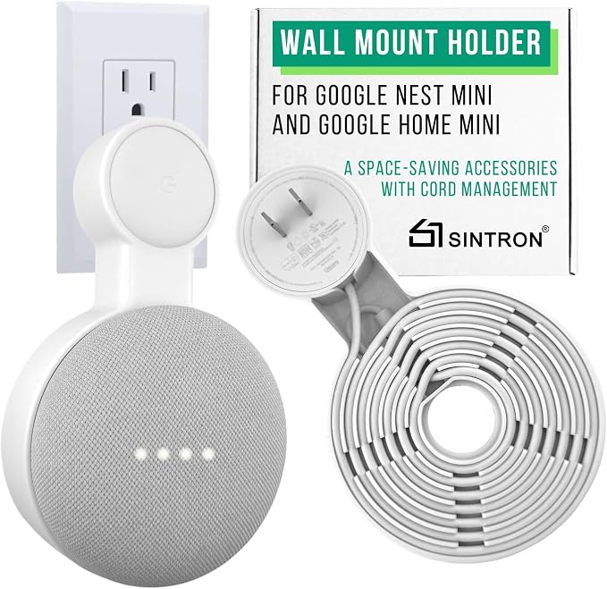 Sintron Table Stand for Google Home Mini & Google Nest Mini, 360° Adjustable Stand, No Bulky Wires, No Muffled Sound Jack for Smart Home Speaker - Image 1