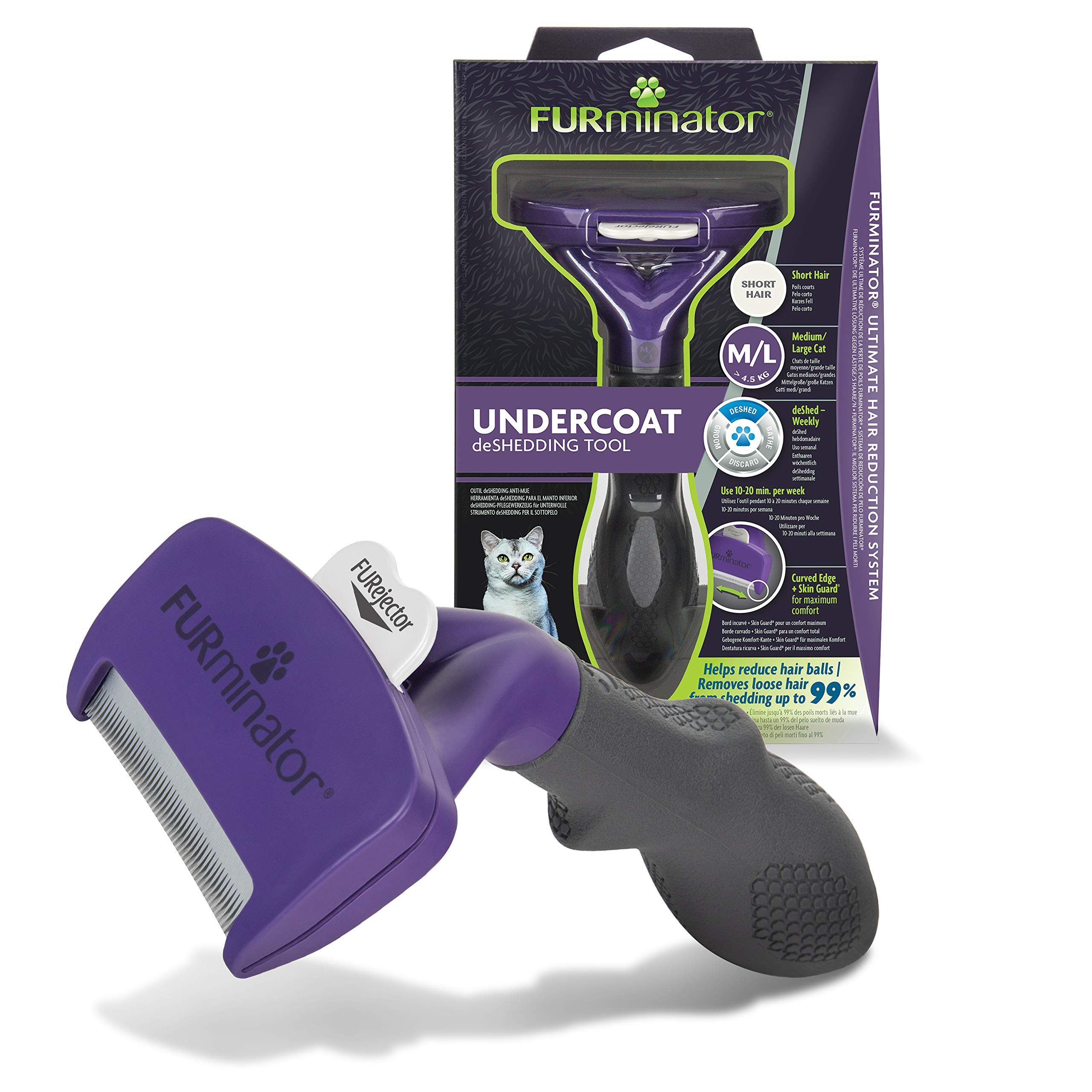 FURminator Undercoat deShedding Tool Cat L Short Hair - Image 1