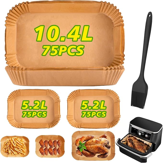 225PCS Papier Cuisson Air Fryer Liners Pour Ninja Foodi Flex 10,4L AF500EU, Papier Friteuse Jetable Air Fryer Accessories Plat Pour Ninja Flex AF500EUCP/Cosori Air Fryer 10L Twinfry/Cecotec 9L - Image 1