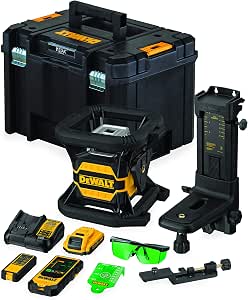 DeWalt Rotary Laser Level XR 18V 2Ah Green Beam with Tool Connect Function, DCE080D1GS-QW Multi-Coloured - Image 1
