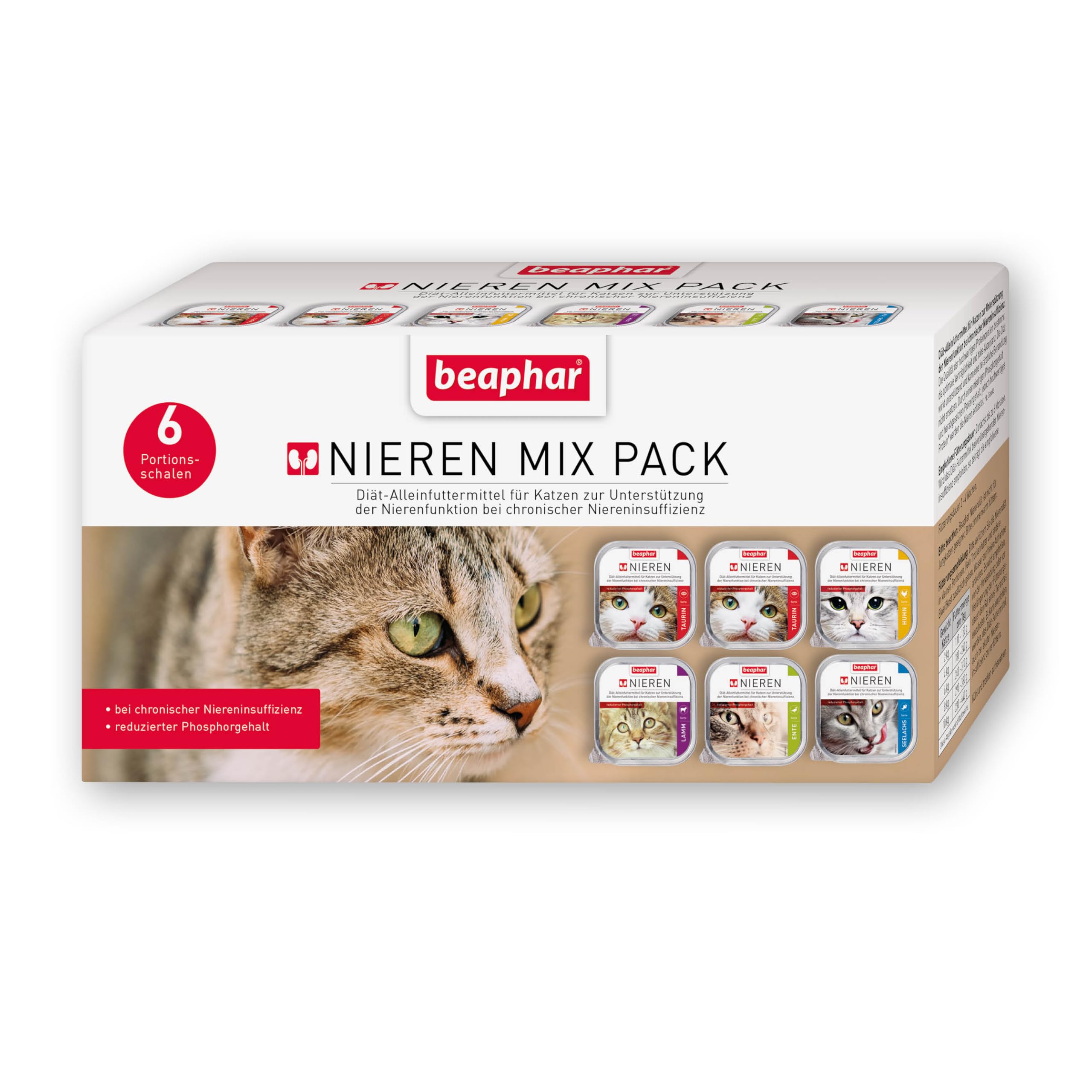 BEAPHAR - Diet mix for cats - Dietary food - Reduced phosphorus content - With valuable salmon oil - Supports kidney function - Gentle food for gourmets - 6 servings x - Image 1
