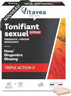 Vitavea Bien-être - Complément Alimentaire Tonifiant Sexuel Intense pour Homme - Performance, Vigueur, Endurance Sexuelle - Maca, Gingembre, Ginseng, 40 gélules - Cure de 20 jours - Fabriqué en France - Image 1