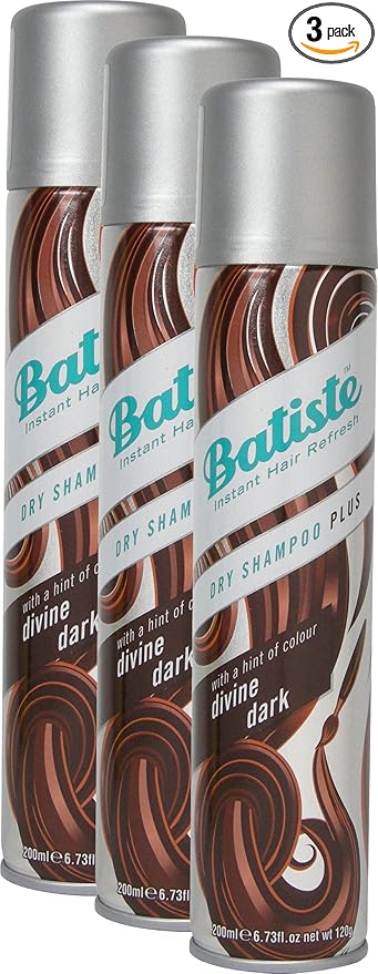 Batiste Divine Dark Dry Shampoo, 200 ml each with a splash of colour for medium and dark brown hair, fresh for all hair types - Image 1