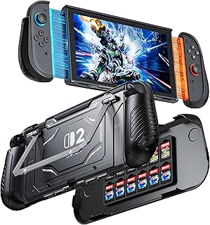 FYOUNG Coque Dockable pour Nintendo Switch 2 (2025), Grip de Protection en TPU amovible souple pour Joy-Con 2, Housse de Protection pour PC pour Accessoires Switch 2, Rangement pour 10 cartes de jeu - Image 1