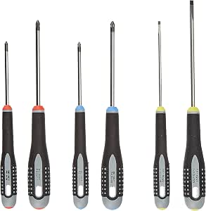 Bahco - ERGO™ Screwdriver Set for Slotted Screws, Phillips and Pozidriv with Rubber Handle 4 x 100 mm/5.5 x 125 mm - BE-9884 - Image 1