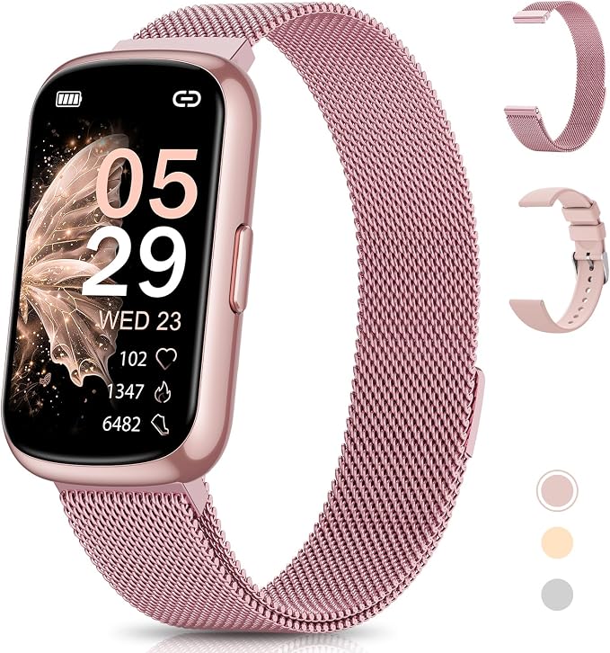Sanorum Women's Smart Watch, 1.47 Inch Activity Tracker, 24 Sports Modes, Sleep Monitoring, Heart Rate, SpO2, Pedometer Waterproof IP68 Long-Lasting Smartwatch Android iOS Pink - Image 1