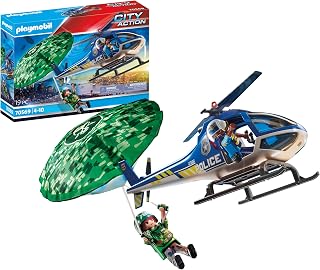 Playmobil 70569 Hélicoptère de Police et Parachutiste - Intervention et poursuites aériennes - avec Deux Personnages, Un Parachute et Un hélicoptère - Univers City Action - Les policiers - Dès 4 Ans - Image 1