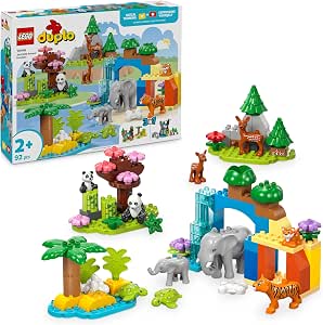 LEGO Duplo Wild Animal Families 3-in-1 Educational Toy for Children from 2 Years Old, Turtle, Tiger, Elephant, Suede & Panda with Buildable Habitats - Gift for Boys or Girls - 10446 - Image 1