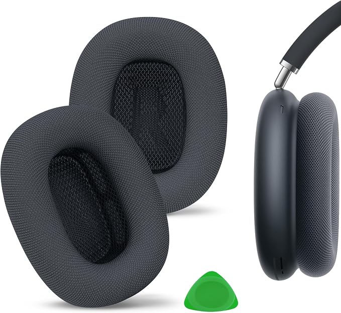 Geekria Comfortable Mesh Fabric Replacement Earpads Compatible with Apple AirPods MAX (A3184) Headphones (Black) - Image 1