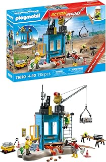 71650 Workers and Construction Site - Action Heroes Promo Pack - Includes Three Characters, Mobile Crane and Many Additional Accessories - Ages 4 and Above - Image 1