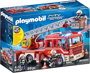 Playmobil 9463 Fire Truck with Swivel Ladder - City Action - with Three Characters, One Vehicle with Telescopic Ladder, Light and Sound Module - Emergency Response - From 4 Years Old - Image 1