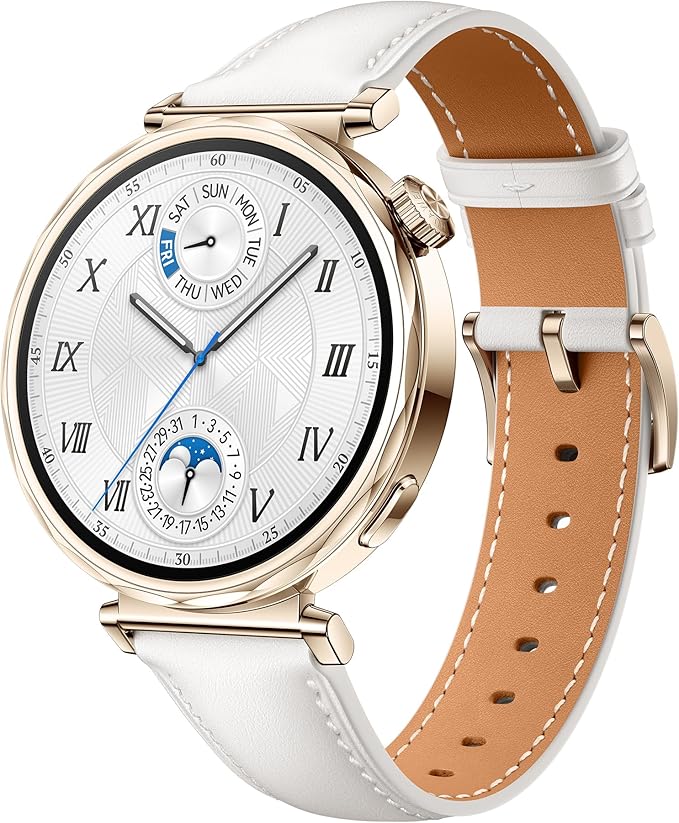 HUAWEI Watch GT 5 41 mm Smart Watch, Clean Lines, New Running and Cycling Experience, Health Monitoring, Up to 7 Days of Battery Life, iOS & Android, White (Leather) - Image 1