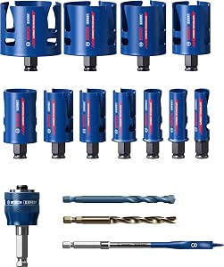 Bosch 11 x Expert Construction Material Hole Saw Sets (for Softwood, Chipboard, Ø 20-76 mm, Professional Accessory Drills/Rotary Screwdrivers) - Image 1