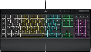 CORSAIR K55 RGB PRO Wired Membrane Gaming Keyboard - IP42 Dust and Splash Resistant - 6 Keys Macro Elgato Integration - iCUE Compatible - AZERTY FR - PC, Mac, Xbox - Black - Image 1