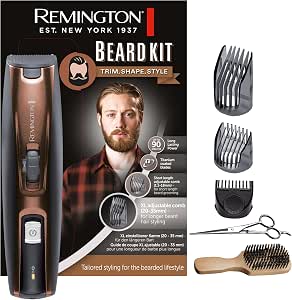 Remington Beard Trimmer Kit (Includes XL Brush + Scissors) Beard Kit (3 Adjustable Combs 0.5-35mm, Titanium Self-Sharpening Blades, Retractable Precision Trimmer, Cordless 90min) MB4046 - Image 1