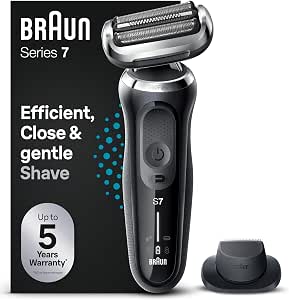 Braun Series 7 71-N1200s Men's Electric Shaver with Easyclick Precision Trimmer Accessory, 360° Flex, Wet & Dry Technology, Rechargeable, Cordless Shaver, Grey - Image 1