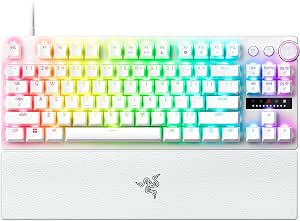 Razer Huntsman V3 Pro Tenkeyless TKL Gamer PC Esports Optical Analog Keyboard (Integrated Settings, Multifunctional Wheel with 2 Dedicated Keys, PBT Caps) US QWERTY Keyboard | White - Image 1