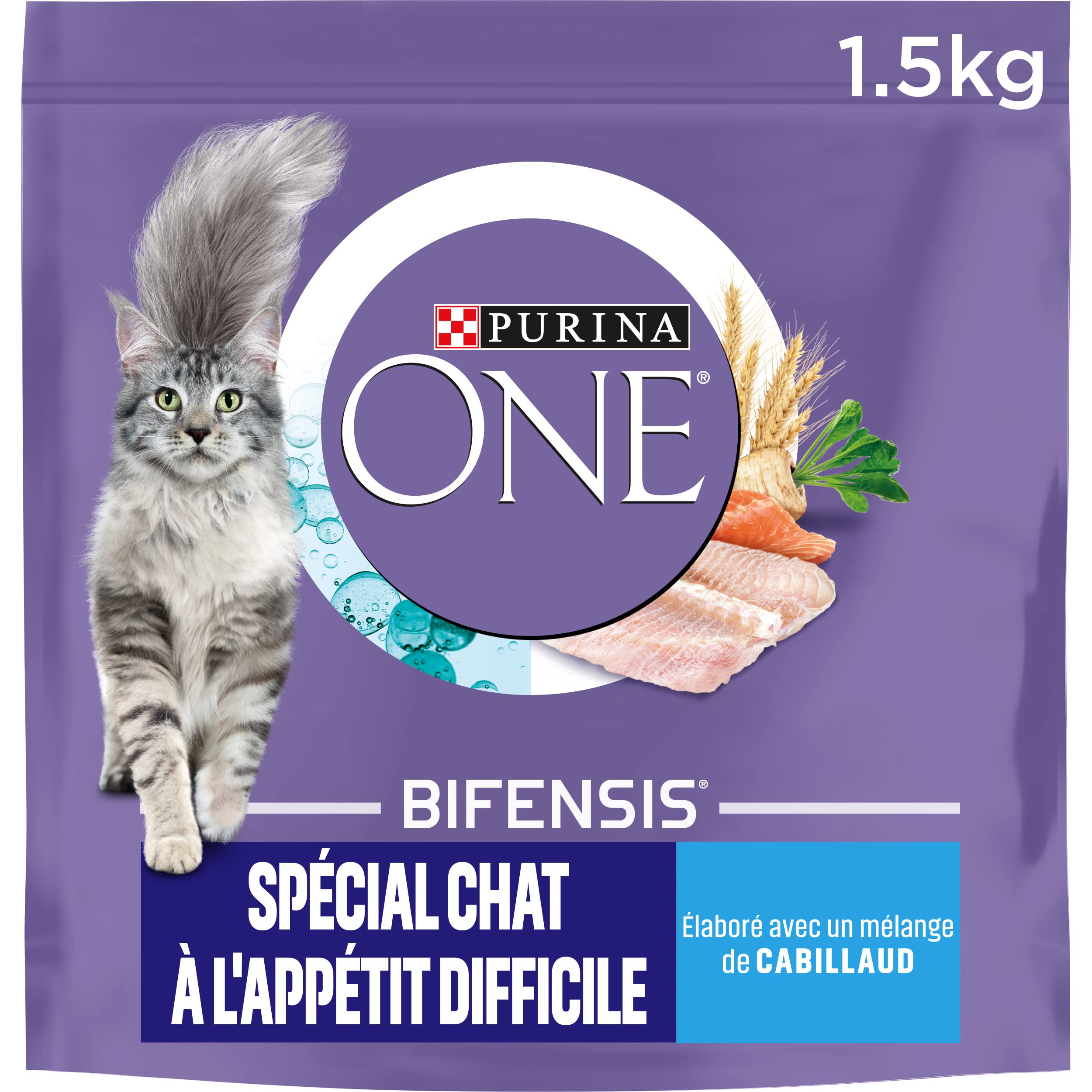 PURINA ONE | Benefits | Adult Cat with Difficult Appetite | Dry Food | Stimulates the Cat's Appetite, High Digestibility | Tasty Cod, Trout Flavour | Bag | Pack of 1 x 1.5 kg - Image 1