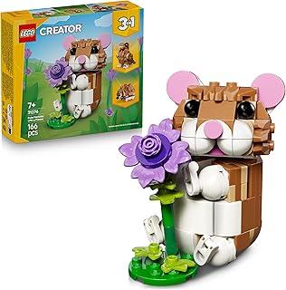 LEGO Creator 3-en-1 L’Adorable Hamster et la Fleur - Figurine d'animal se Transformant en Aigle ou Hérisson - Idée de Décoration Intérieure DIY - Cadeau d'anniversaire Fille ou Garçon dès 7 Ans 31376 - Image 1