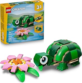 LEGO Creator 3-en-1 La Tortue et la Fleur de Nénuphar - Figurine d'animal se Transformant en Caméléon ou Grenouille - Décoration Intérieure DIY - Cadeau d'anniversaire Fille ou Garçon dès 7 Ans 31377 - Image 1