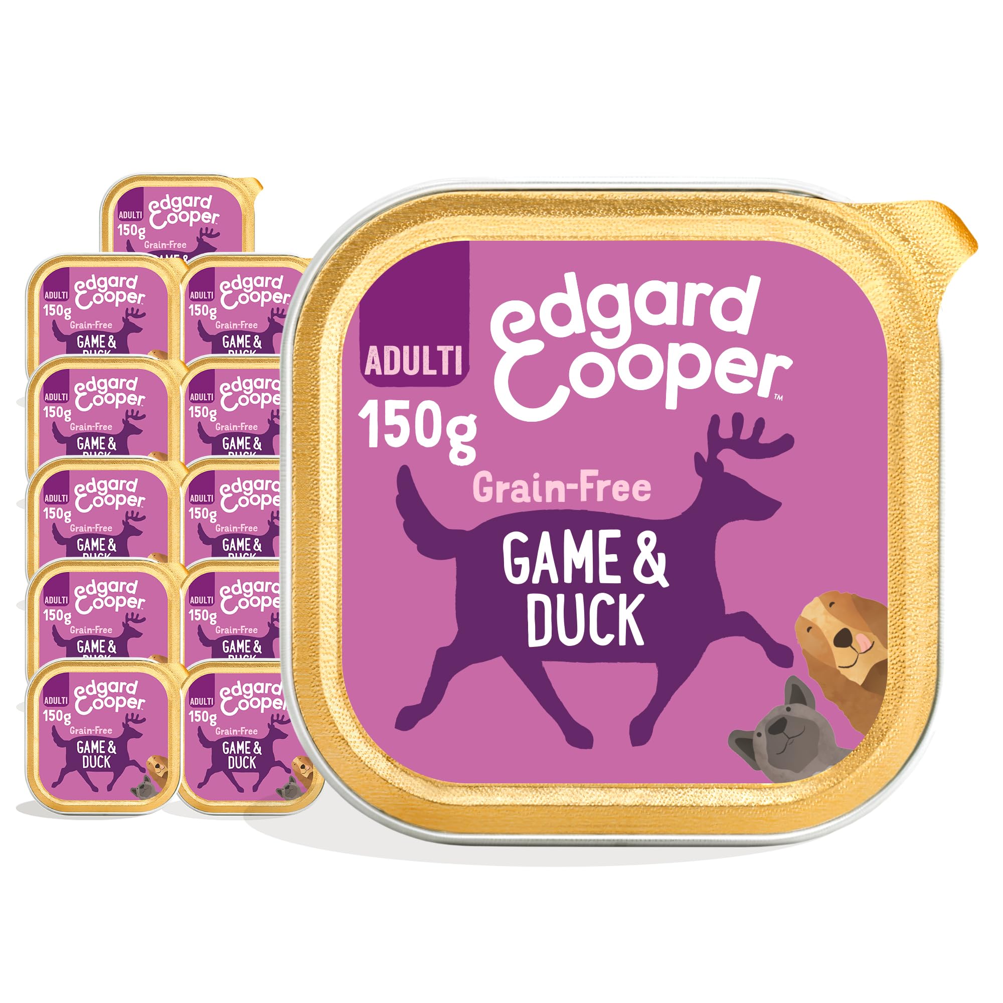 Edgard & Cooper Adult Food Box for Dogs Cereal-Free Food, Healthy Eating, Tasty and Balanced Food, Quality Proteins (Game/Duck, 150g x 11) - Image 1