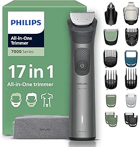 Philips Multigroom 7000 Series All-in-One Trimmer 17 Accessories - Beard Trimmer, Hair & Body Trimmer, Self-Sharpening Metal Blades, 26 Cutting Heights (0.5-20mm), MG7961/15 - Image 1