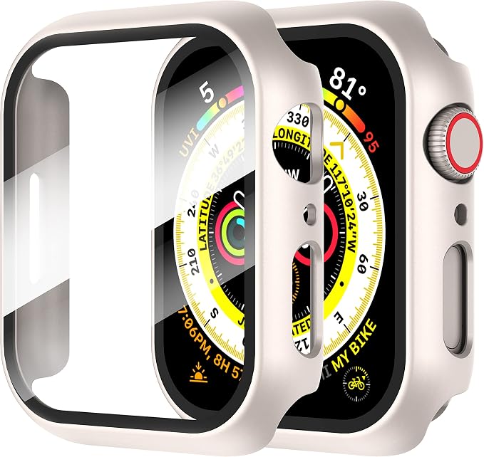Diruite 2 Pieces Case for Apple Watch SE 3/2/1 /Series 6 5 4 40 mm Hard PC Material Ultra Thin Tempered Glass Screen Case, Star Colour, 40 mm - Image 1