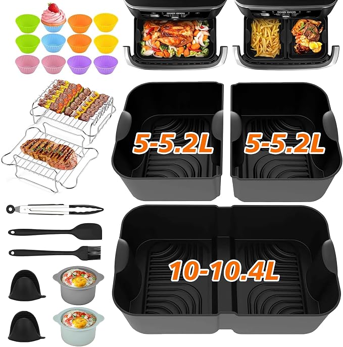 29Pcs Accessoire Air Fryer pour Ninja Foodi Flex 10,4 L AF500EU COSORI 10L, Moule Silicone Air Fryer pour Ninja AF500EUCP, Accessoires Air Fryer Ninja 10.4L, Plat pour Ninja Max AF500EU - Image 1