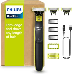 Philips OneBlade 360 Authentic Face + Body - Electric Beard Trimmer, Body Trimmer and Razor with 360 Blade Technology, 2 x 360 Blades, 3 x 3 Day Beard Combs, 1 x Body Kit, QP2824/31 - Image 1