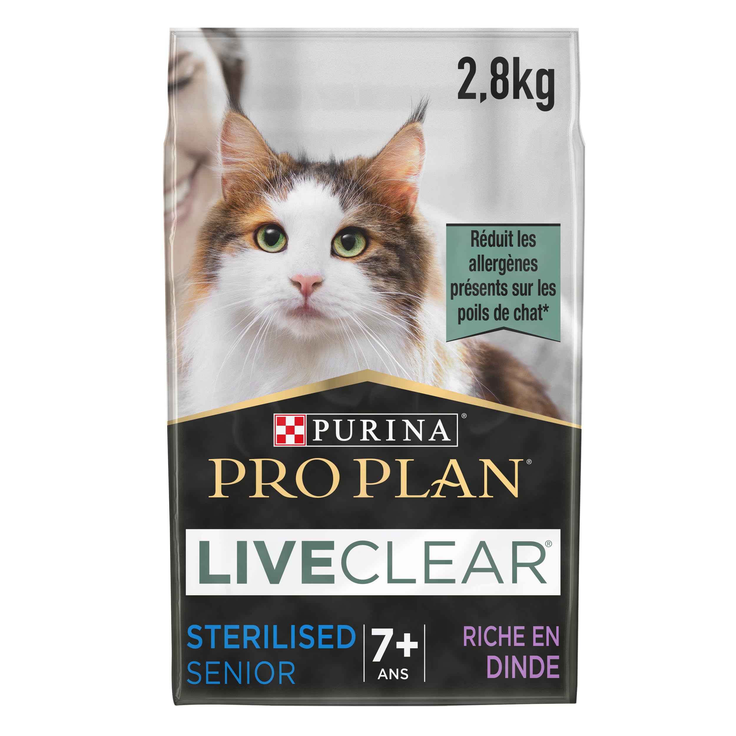 PURINA PRO PLAN | Liveclear | Senior Cat | Sterilized | Rich Turkey Dry Food | Actively Reduces Allergens in Cat Hair 2.8 kg - Image 1