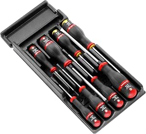 FACOM - Protwist 8-piece screwdriver module - MOD.AT1 - Suitable for trolleys - Ergonomic two-tone handle - Comfortable to use - Complete set - Workshop hand tools, Black - Image 1