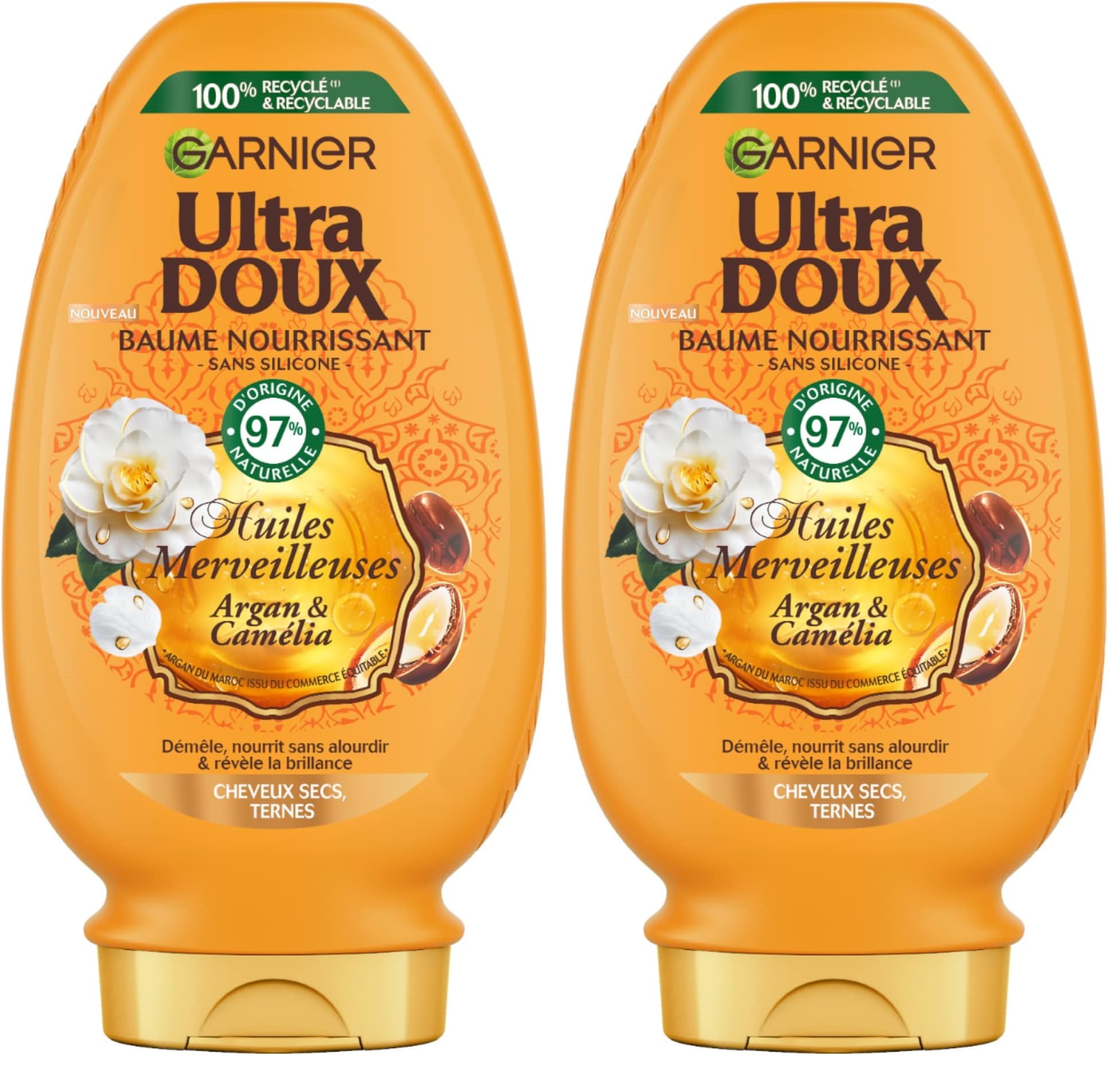 Garnier Ultra Doux Argan Oil Camellia Conditioner 250 ml (Pack of 2) - Image 1