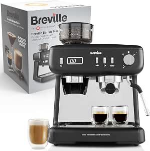 Breville Barista Max+ Espresso, Latte and Cappuccino Machine | Smart Grind and Dosing | Precise Extraction Timer | Integrated Milk Frother | 15 Bar Italian Pump | Black [VCF152X] - Image 1
