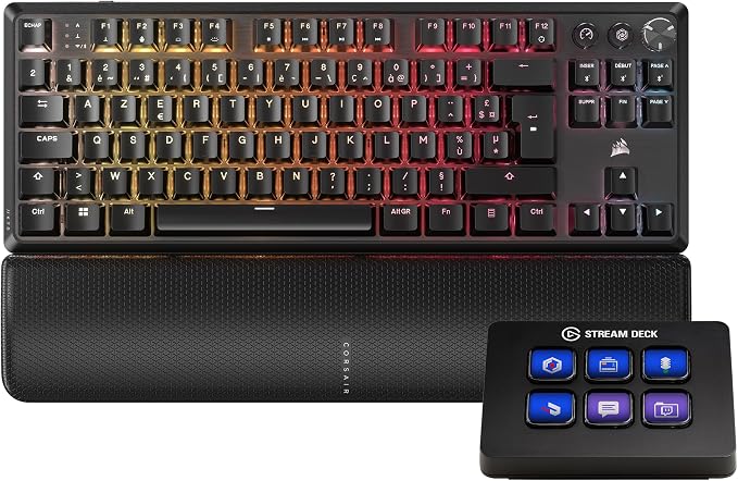 Corsair K70 Core TKL Wireless + Elgato Stream Deck Mini Bundle – Mechanical Tenkeyless Gaming Keyboard with Studio Controller for Zoom, Teams, PowerPoint, MS Office etc, Compatible with PC/Mac - Image 1