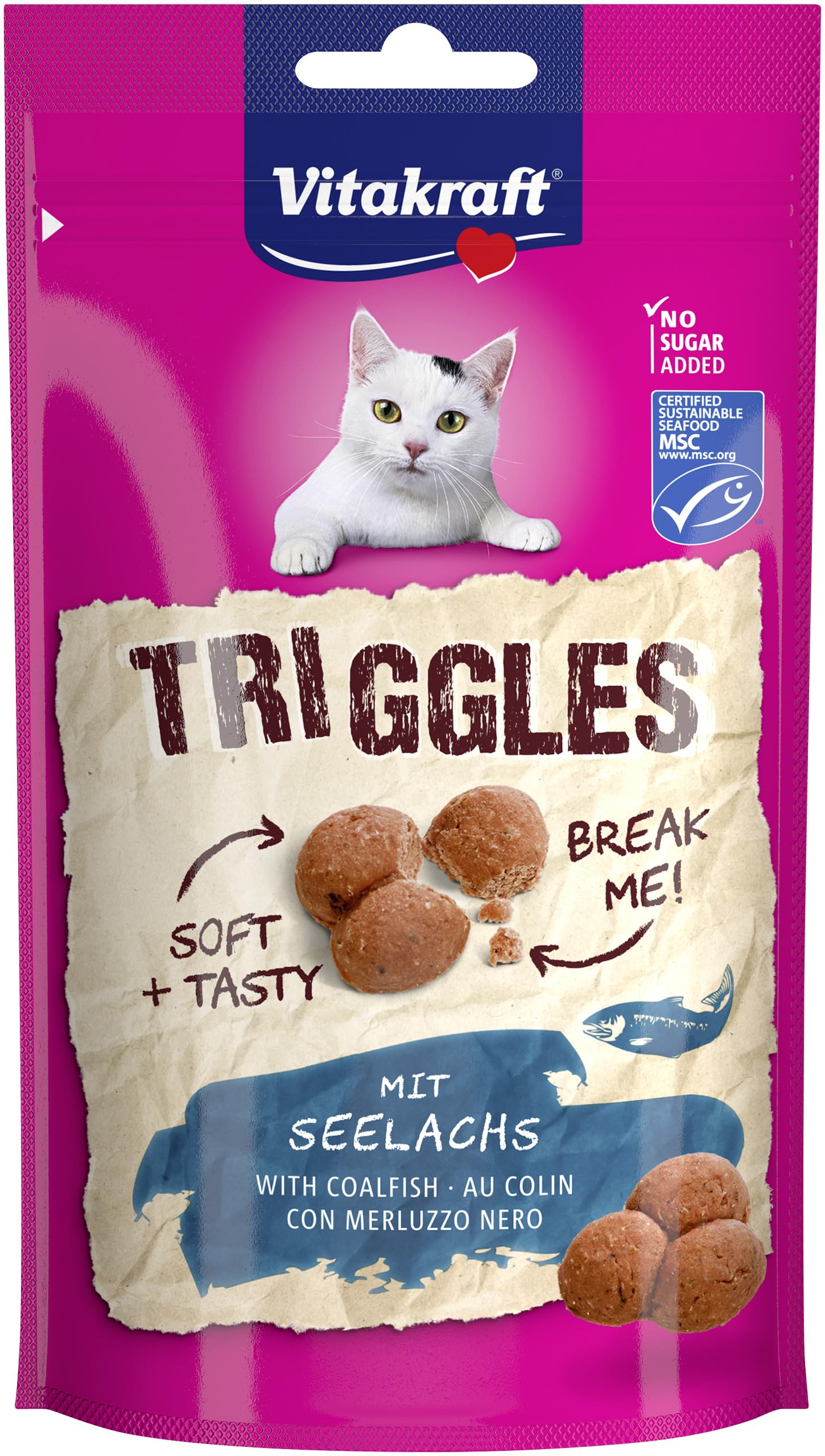 VITAKRAFT - Triggles, Cat Treat, With Black Place, Small Gourmet Bites, No Sugar Added (1 X 40G) - Image 1