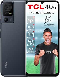 TCL 40SE – Smartphone 4G Large Screen 6.75 Inch HD+ IPS 90Hz, Stereo Sound, 12GB RAM* + 256GB ROM, Triple Camera 50 Mpxl AI HDR, 5010 mAh Battery, Helio G37 Processor, Android 13, Dual SIM, NFC, Grey - Image 1